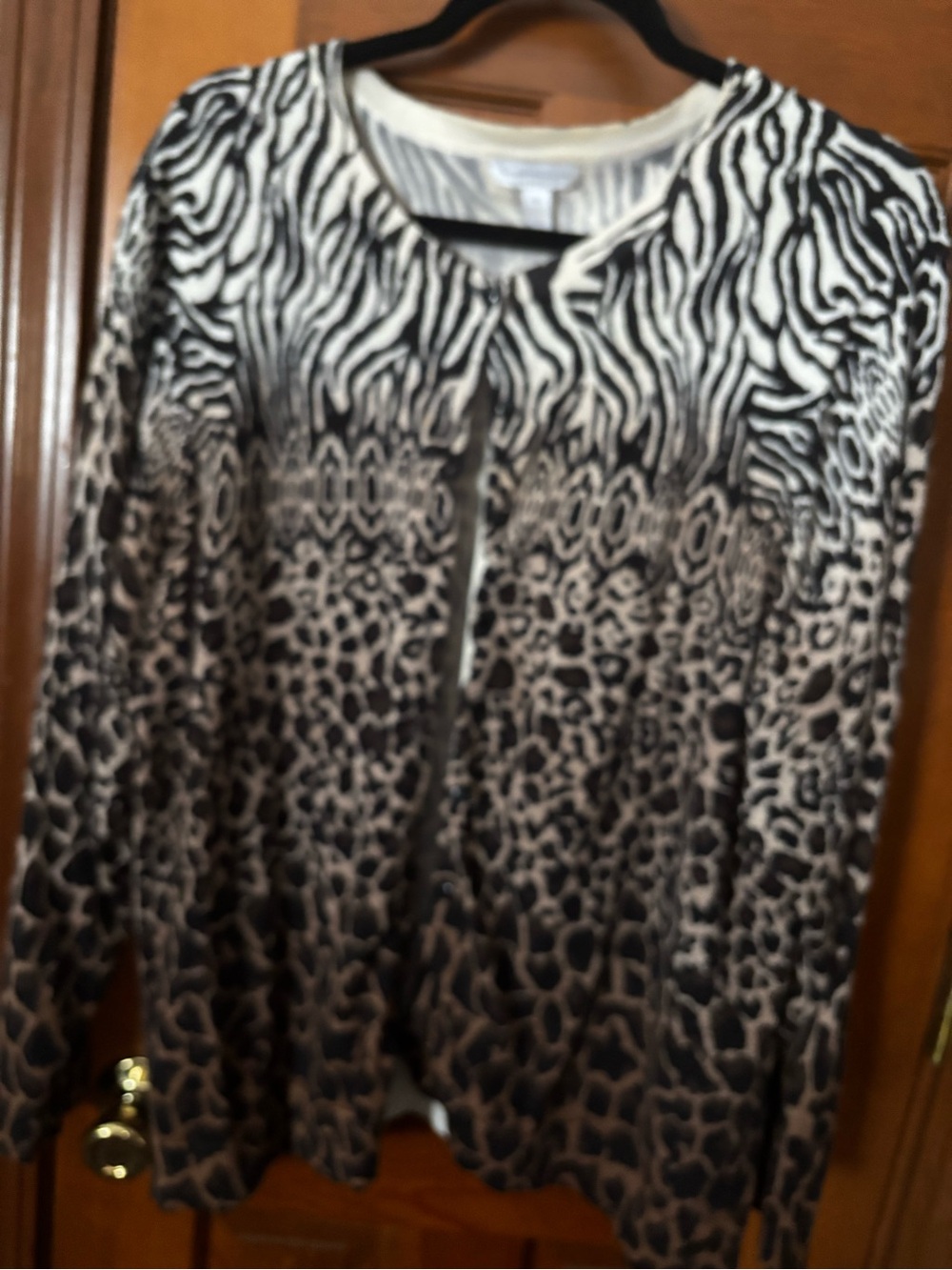 Charter Club Black and White Animal Print Cardigan